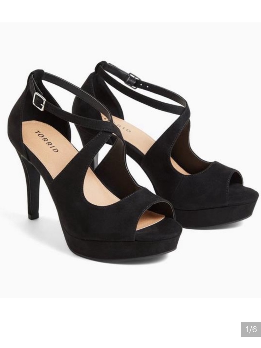 torrid Black Crisscross Peep-Toe Platform Heels